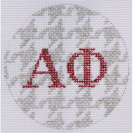 Alpha Phi 3" Round Canvas - KC Needlepoint