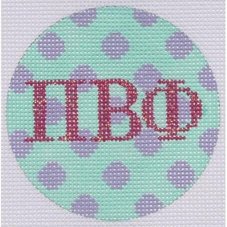 Pi Beta Phi Polka Dot 3" Round Canvas - KC Needlepoint