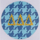 Delta Delta Delta Houndstooth Round Canvas - KC Needlepoint