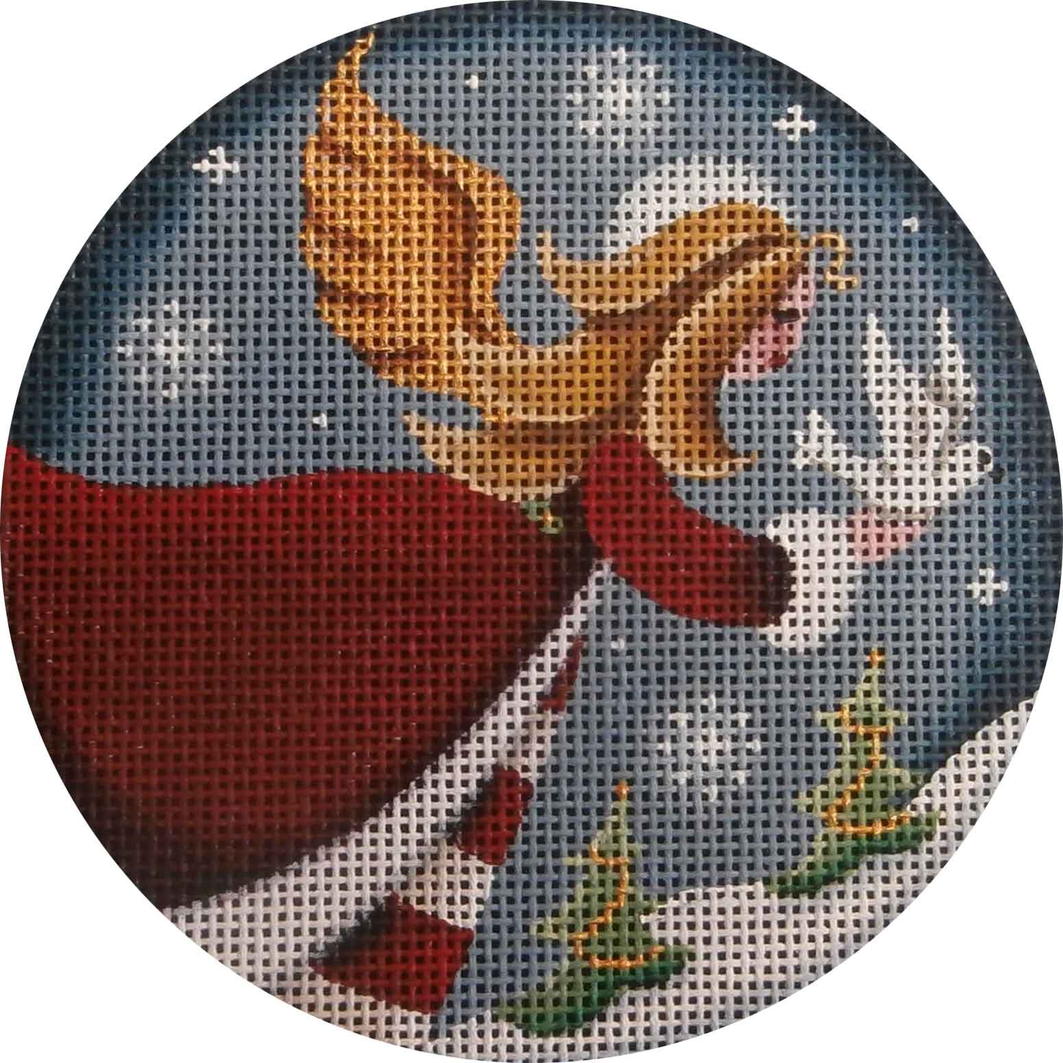 Folk Angel of Peace Round - KC Needlepoint