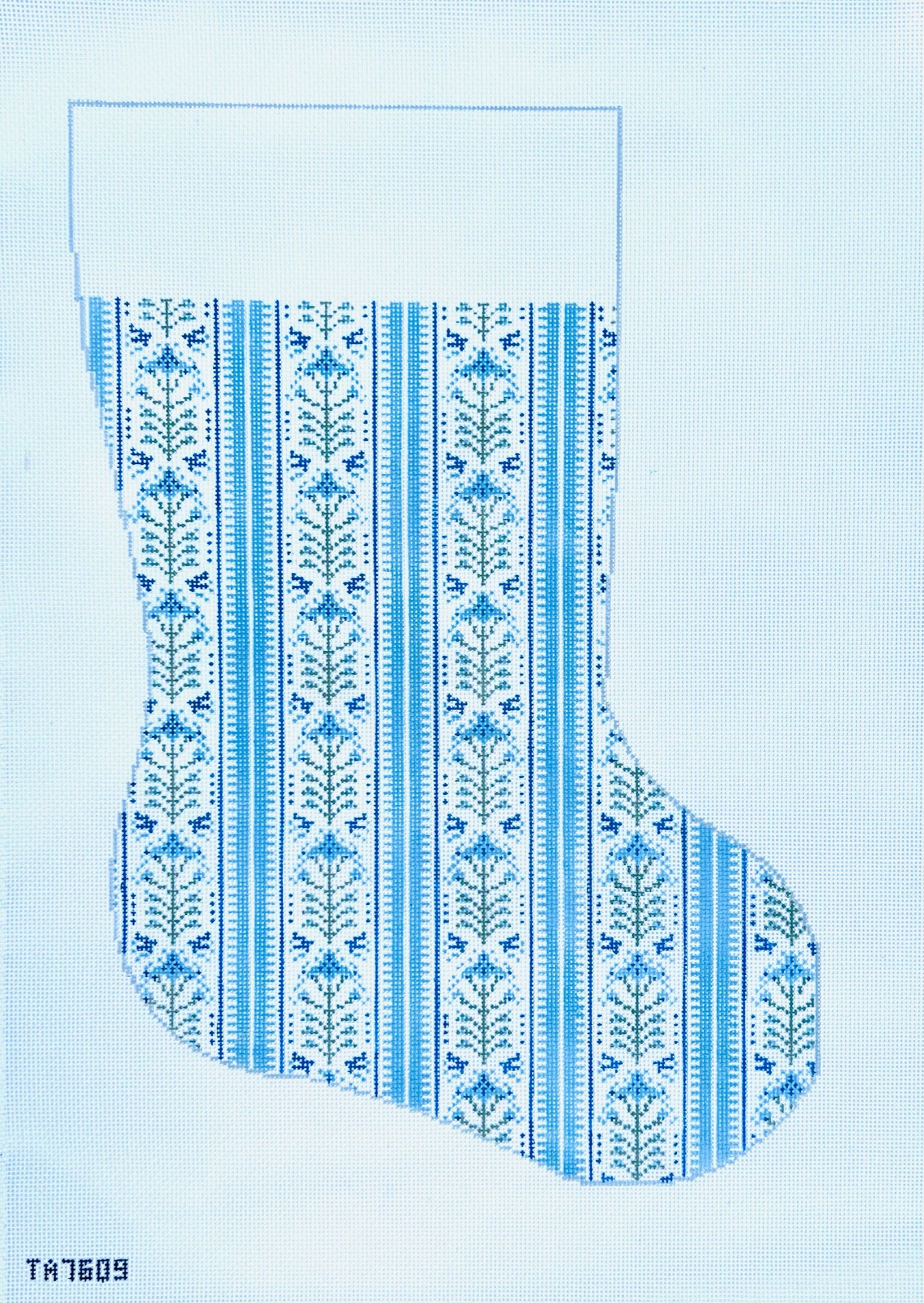 Blue Camas Large Stocking Canvas - KC Needlepoint