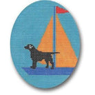 Lab on Yellow Sailboat Canvas - KC Needlepoint