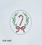 Candy Cane Oval Ornament Canvas - KC Needlepoint