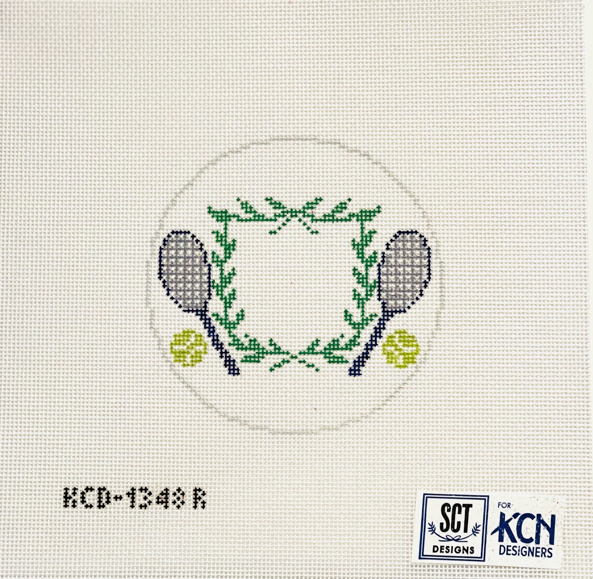 Tennis Crest Canvas - KC Needlepoint