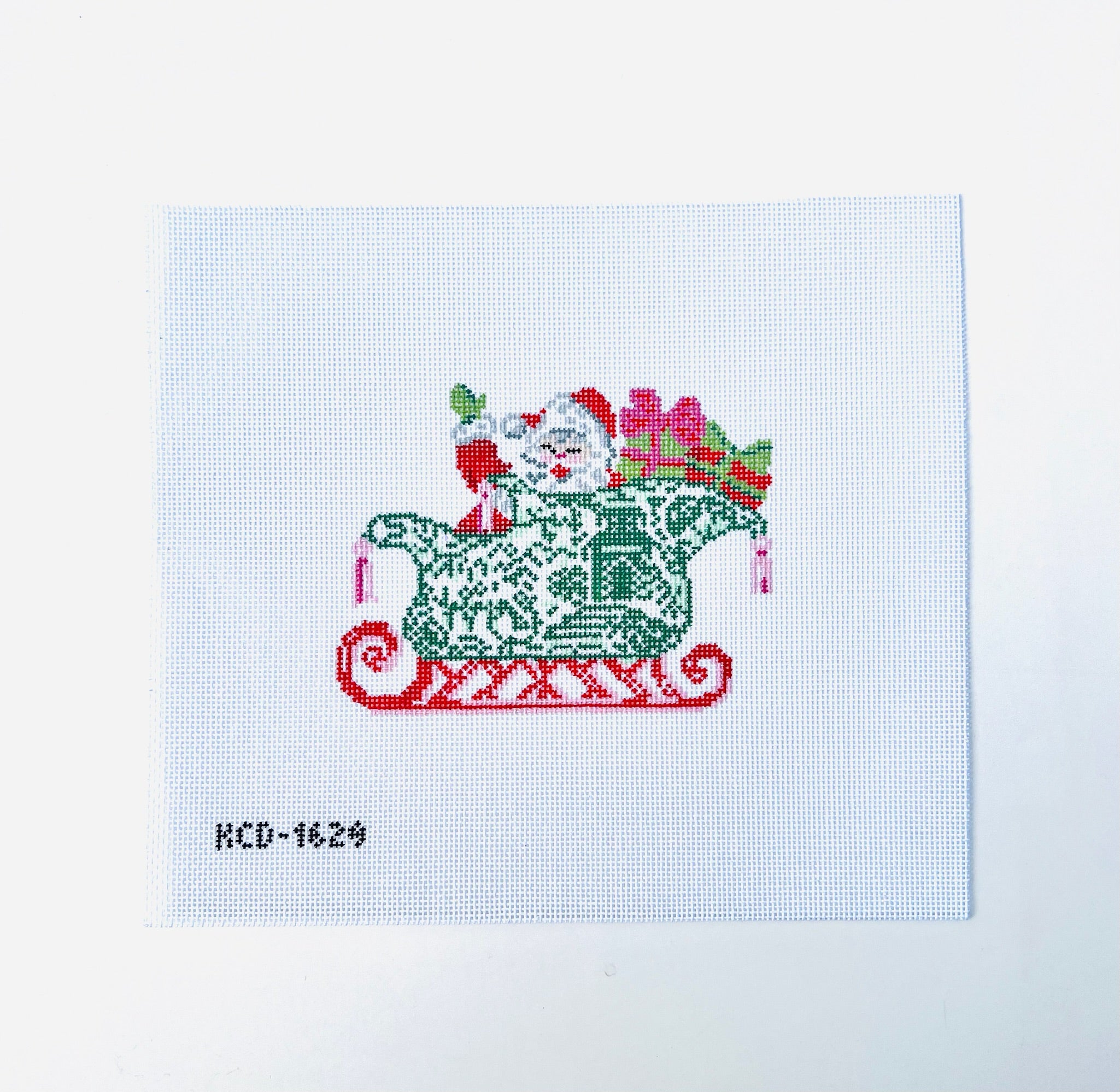 Chinois Sleigh with Santa Canvas - KC Needlepoint