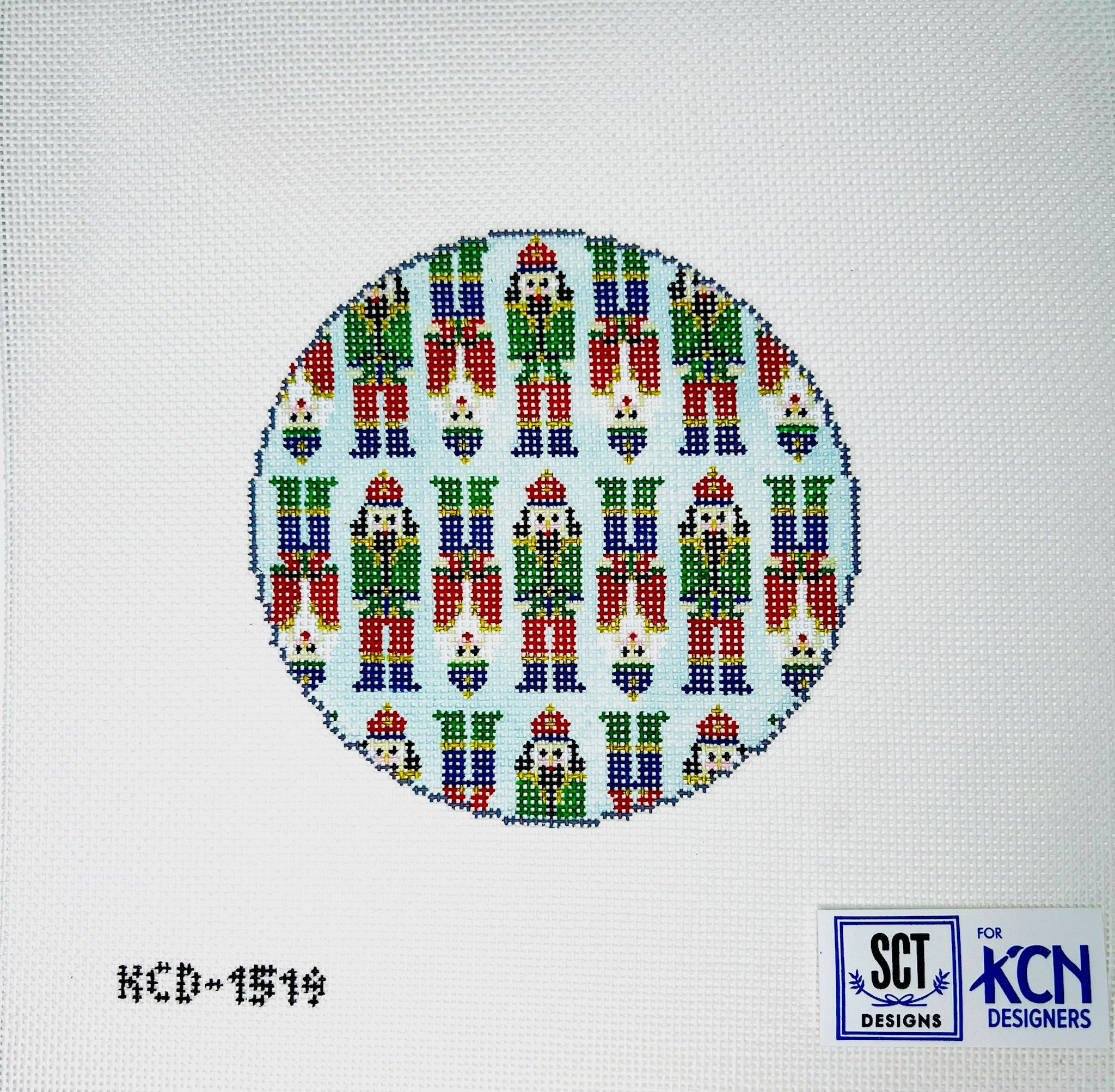 Mini Nutcracker Round Blue Canvas - KC Needlepoint