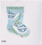 Peace Birds on Blue Ornament Sized Stocking Canvas - KC Needlepoint