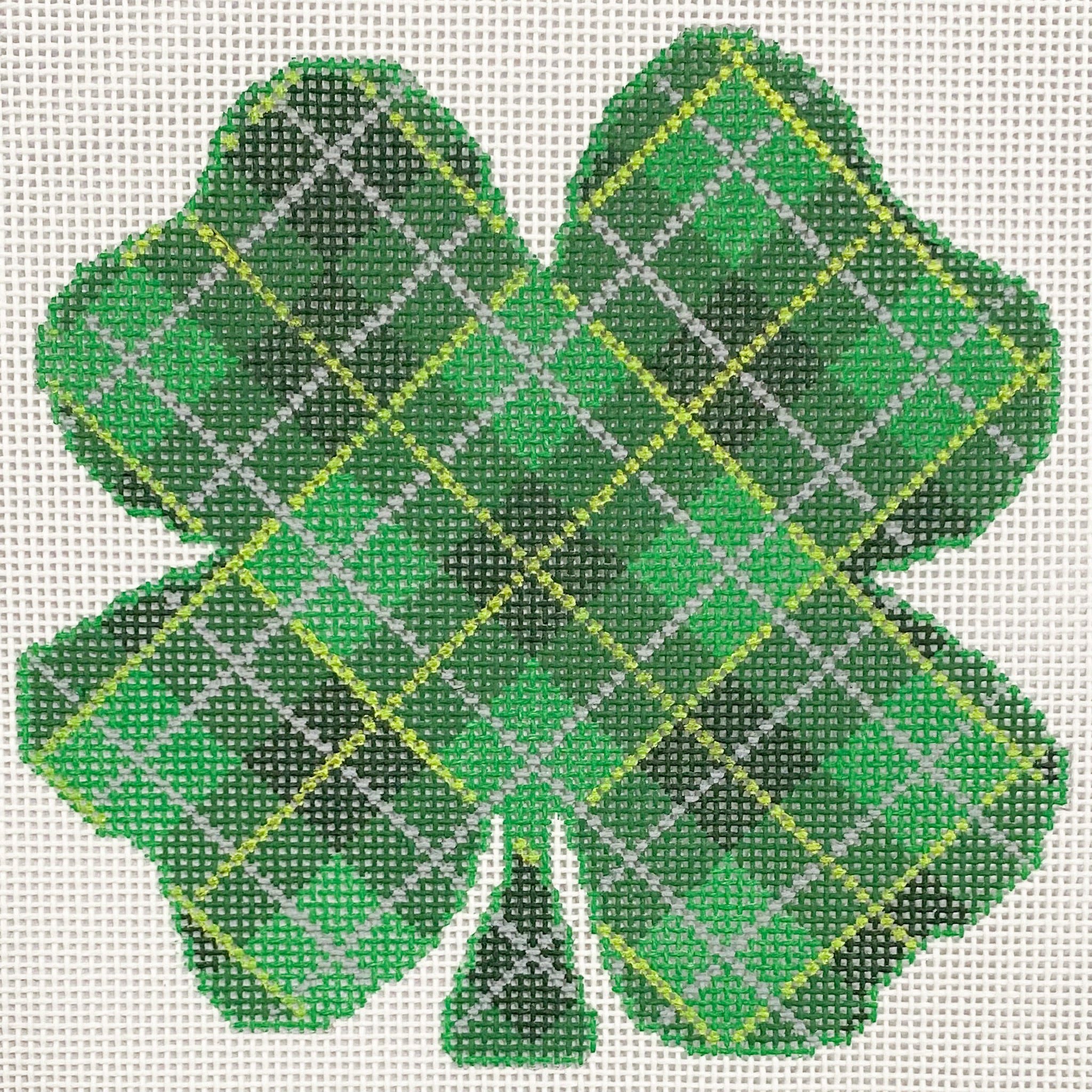 Plaid Shamrock Canvas - KC Needlepoint