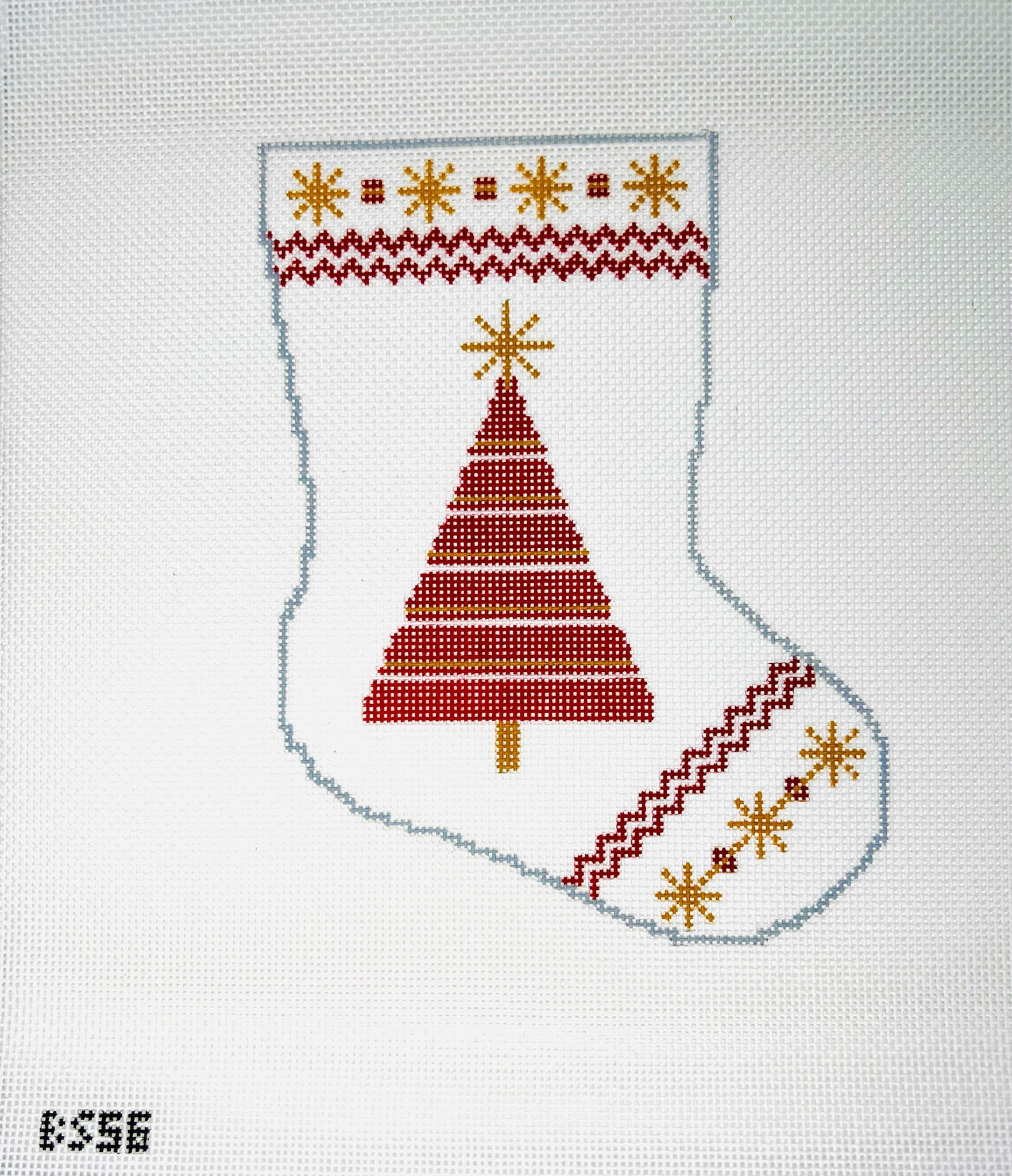 Brightly Shining Tree Ornament Sized Stocking Canvas - KC Needlepoint