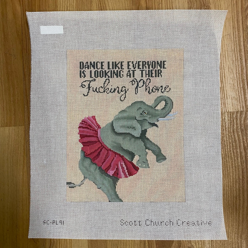 Dancing Elephant Canvas - needlepoint