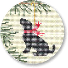 Black Lab Ornament Canvas - KC Needlepoint