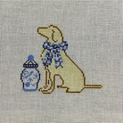 Dog with Ginger Jar and Bow Canvas - KC Needlepoint