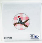 Gingham Round Woodpecker Canvas - KC Needlepoint