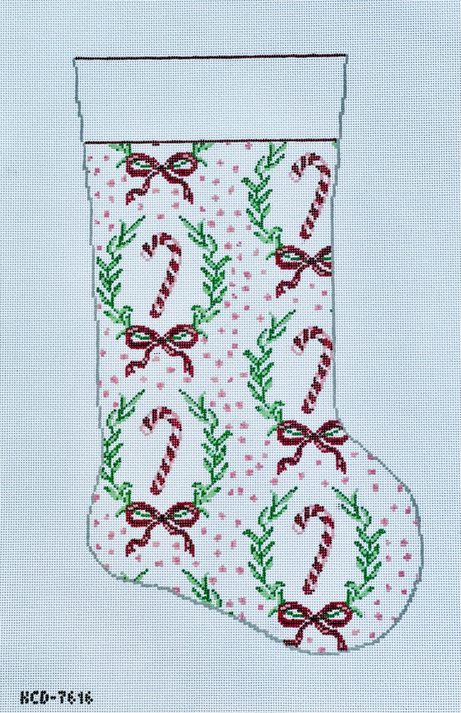 Candy Cane Stocking Canvas - KC Needlepoint