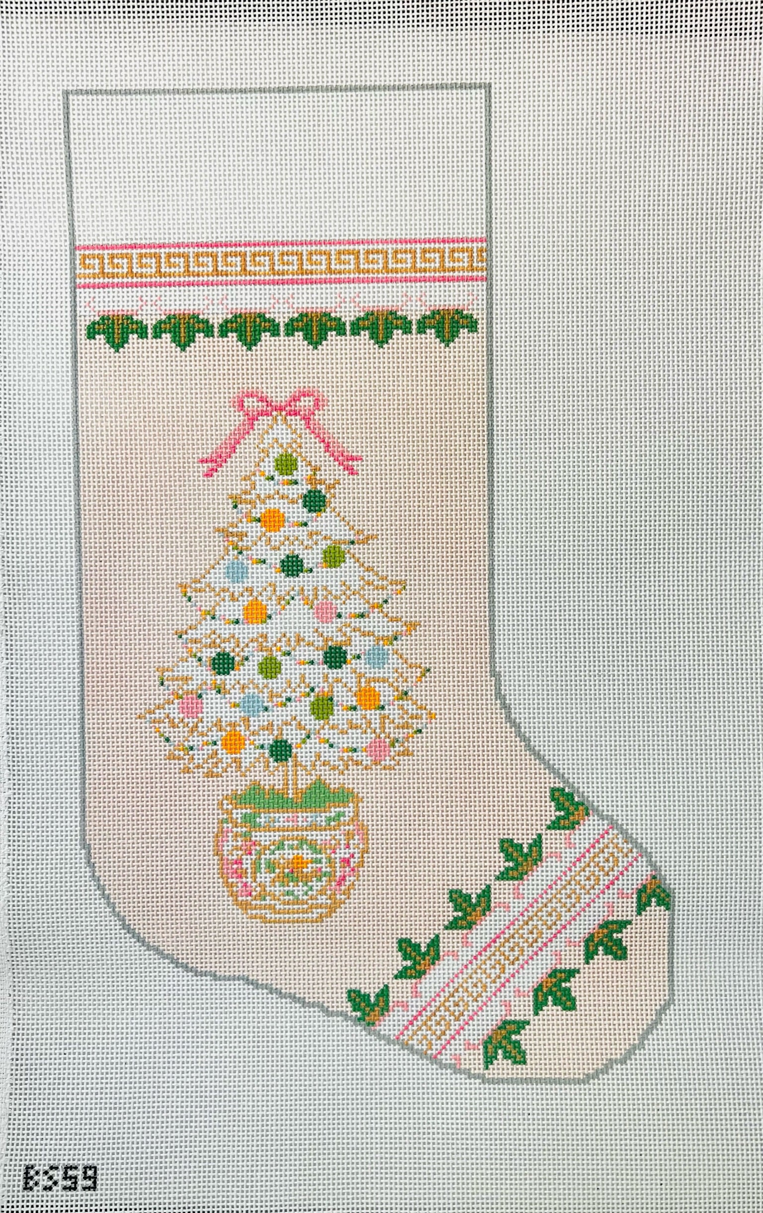 Rose Medallion Stocking Canvas - KC Needlepoint