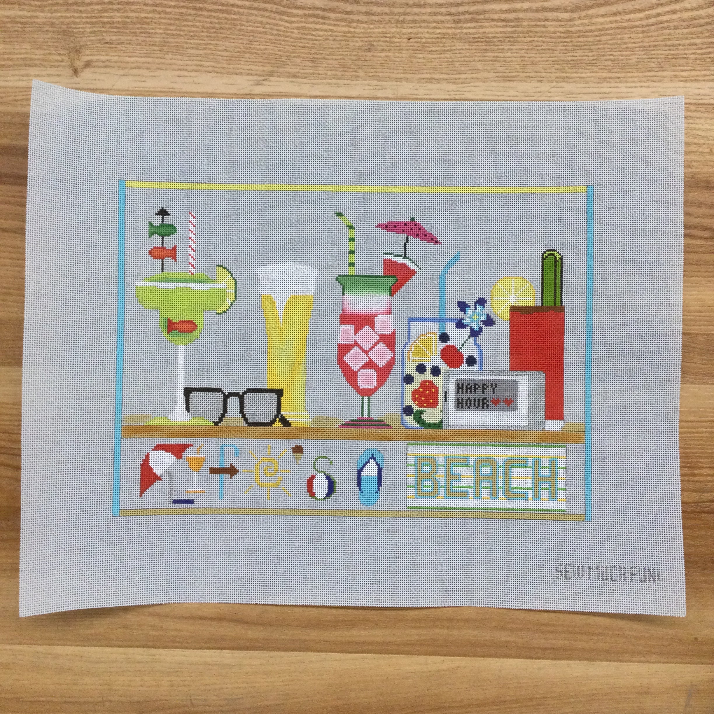 Life's a Beach Canvas/Stitch Guide/Embellishments - KC Needlepoint