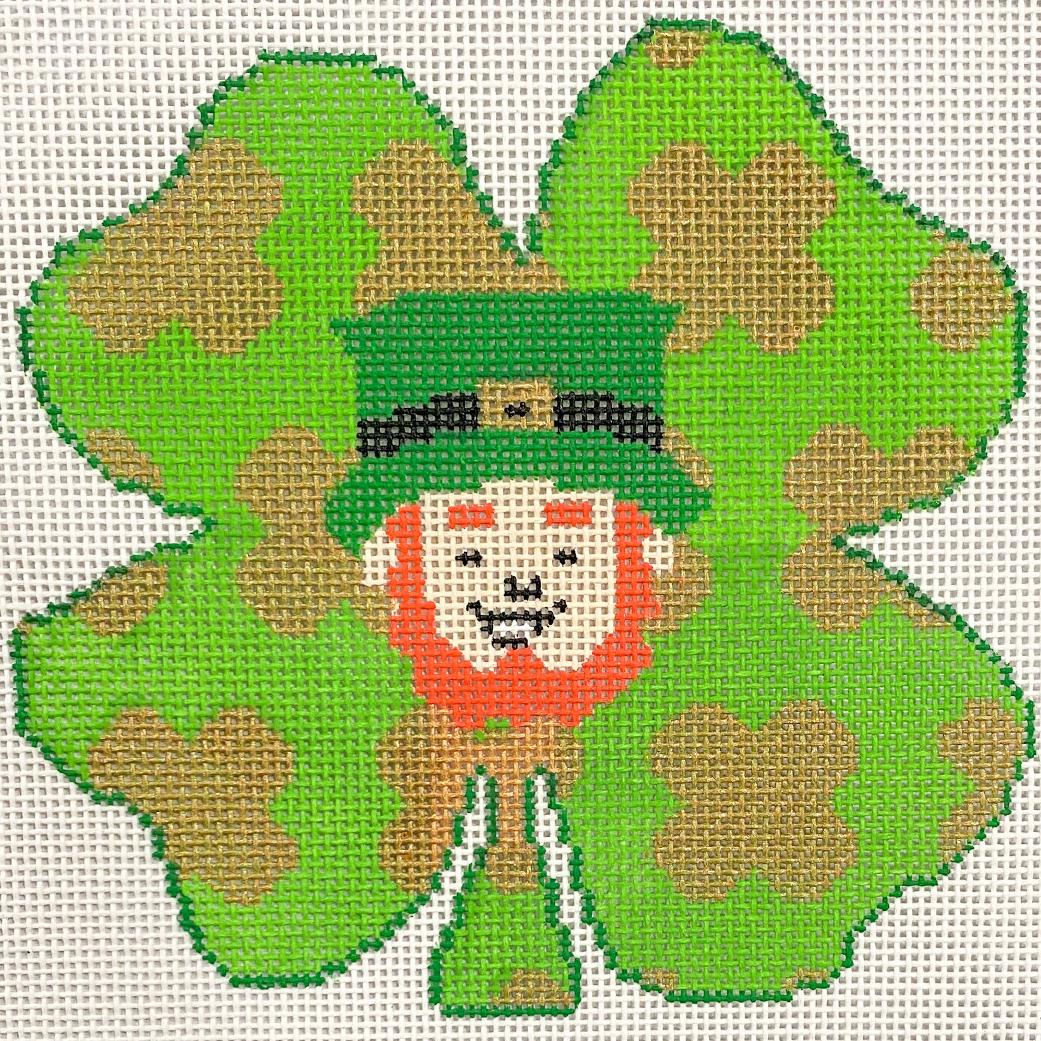 Shamrock and Leprechaun Canvas - KC Needlepoint