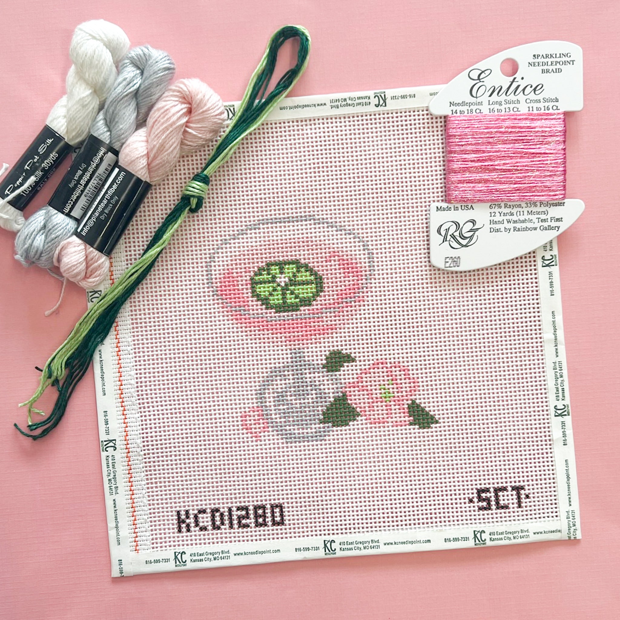 Pink Summer Drink Kit - KC Needlepoint