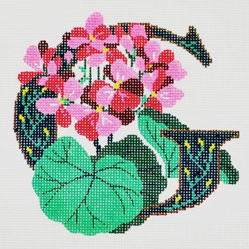 G Geranium Needlepoint Canvas - KC Needlepoint