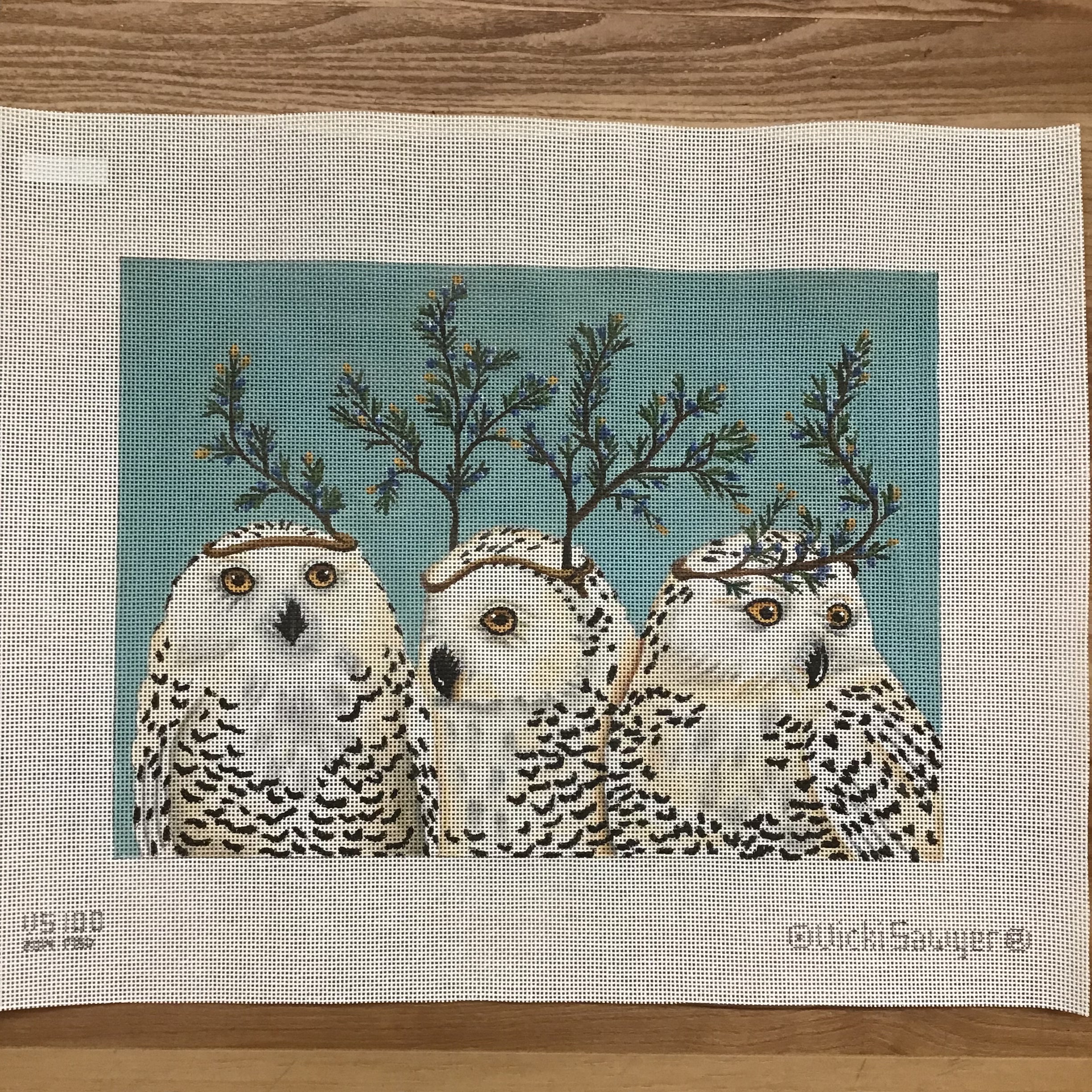 Festive Owls Canvas - KC Needlepoint