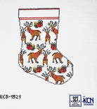 Reindeer Mini Sock Canvas - KC Needlepoint