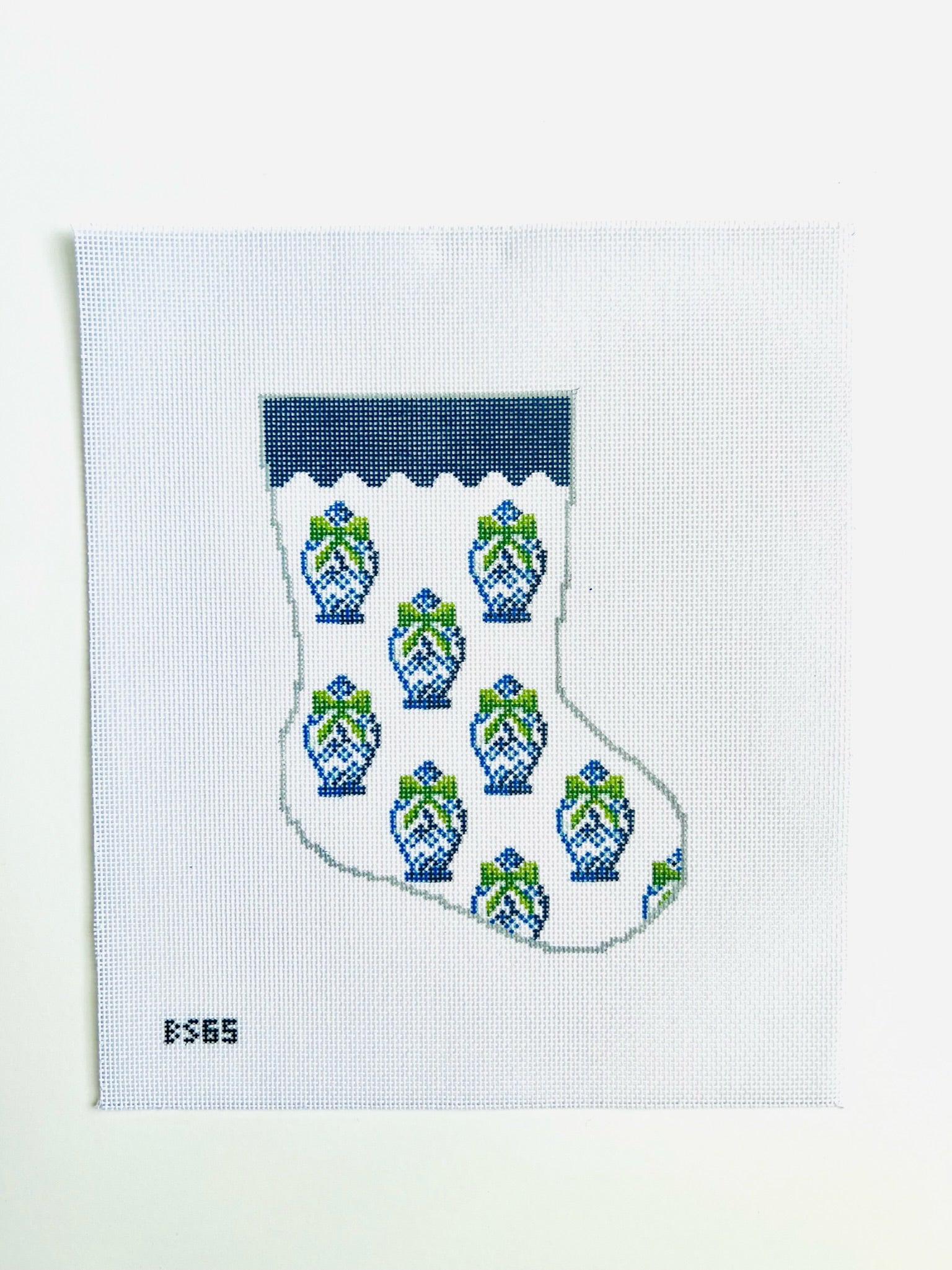 Ginger Jar Pattern Ornament Sized Stocking Canvas - KC Needlepoint