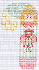 Angel with Poinsettia Candy Cane Canvas - KC Needlepoint