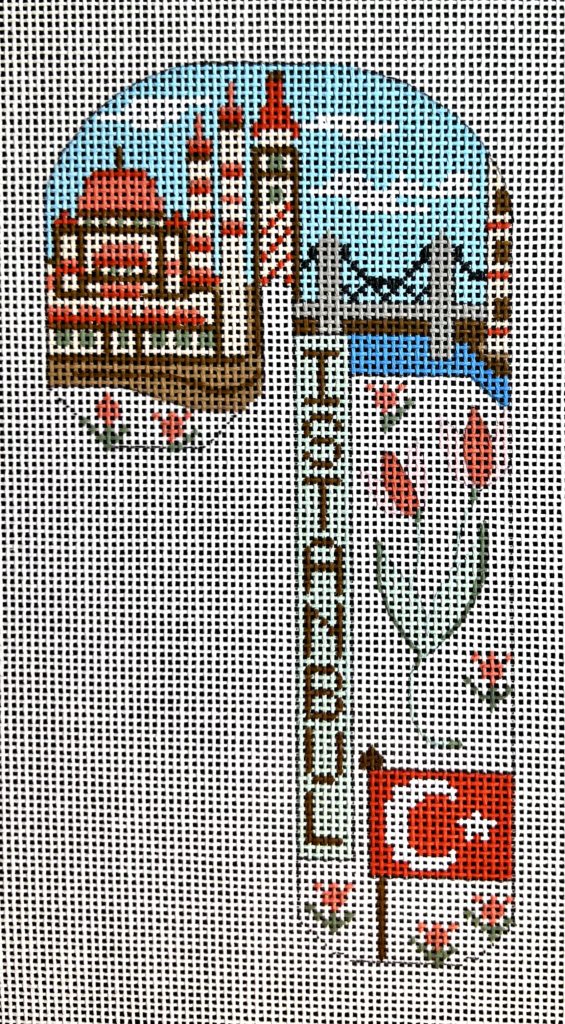 Istanbul Travel Candy Cane Canvas - KC Needlepoint