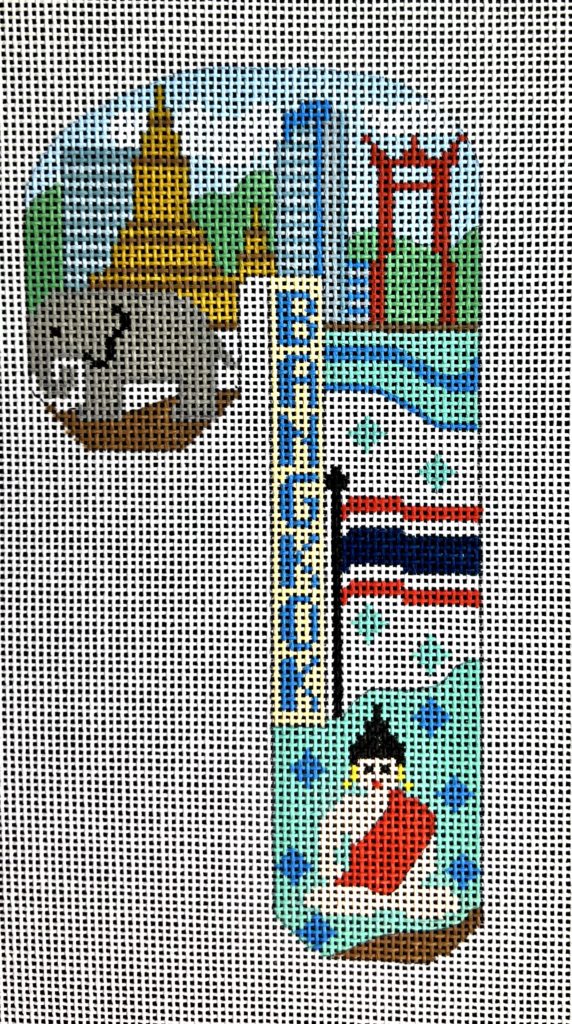 Bangkok Travel Candy Cane Canvas - KC Needlepoint