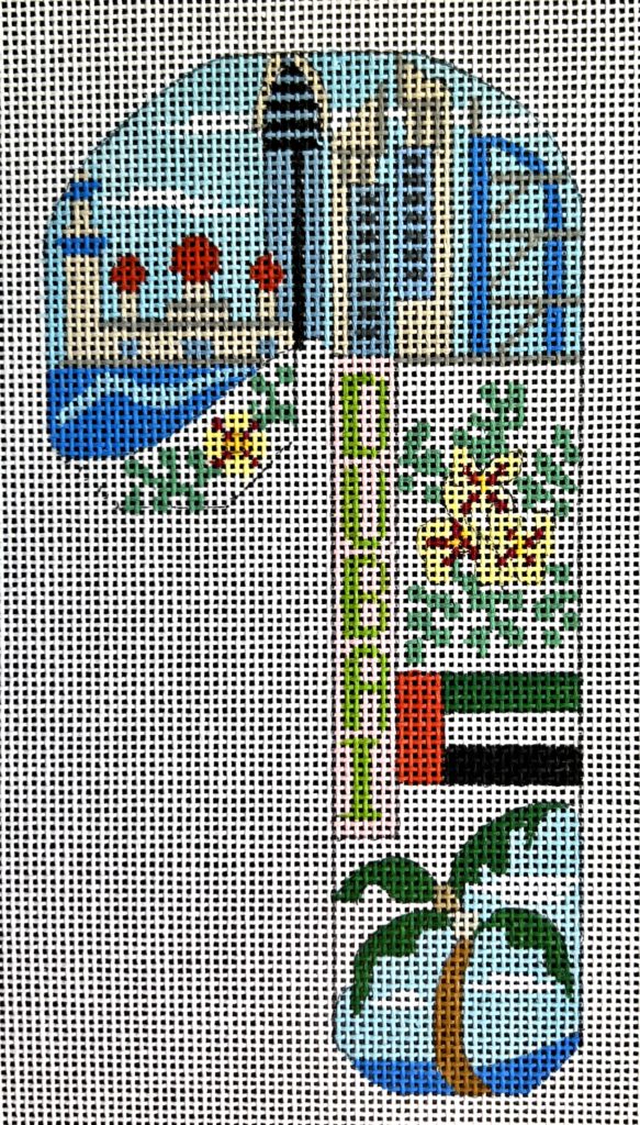 Dubai Travel Candy Cane Canvas - KC Needlepoint