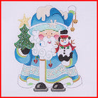 Squatty Santa with Snowman Canvas - KC Needlepoint