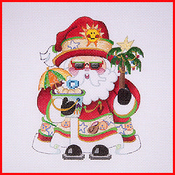 Beach Squatty Santa Canvas - KC Needlepoint