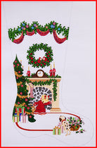 Girl at Mantel Stocking Canvas - KC Needlepoint