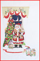 Santa with Gingerbread Houses Stocking Canvas - KC Needlepoint