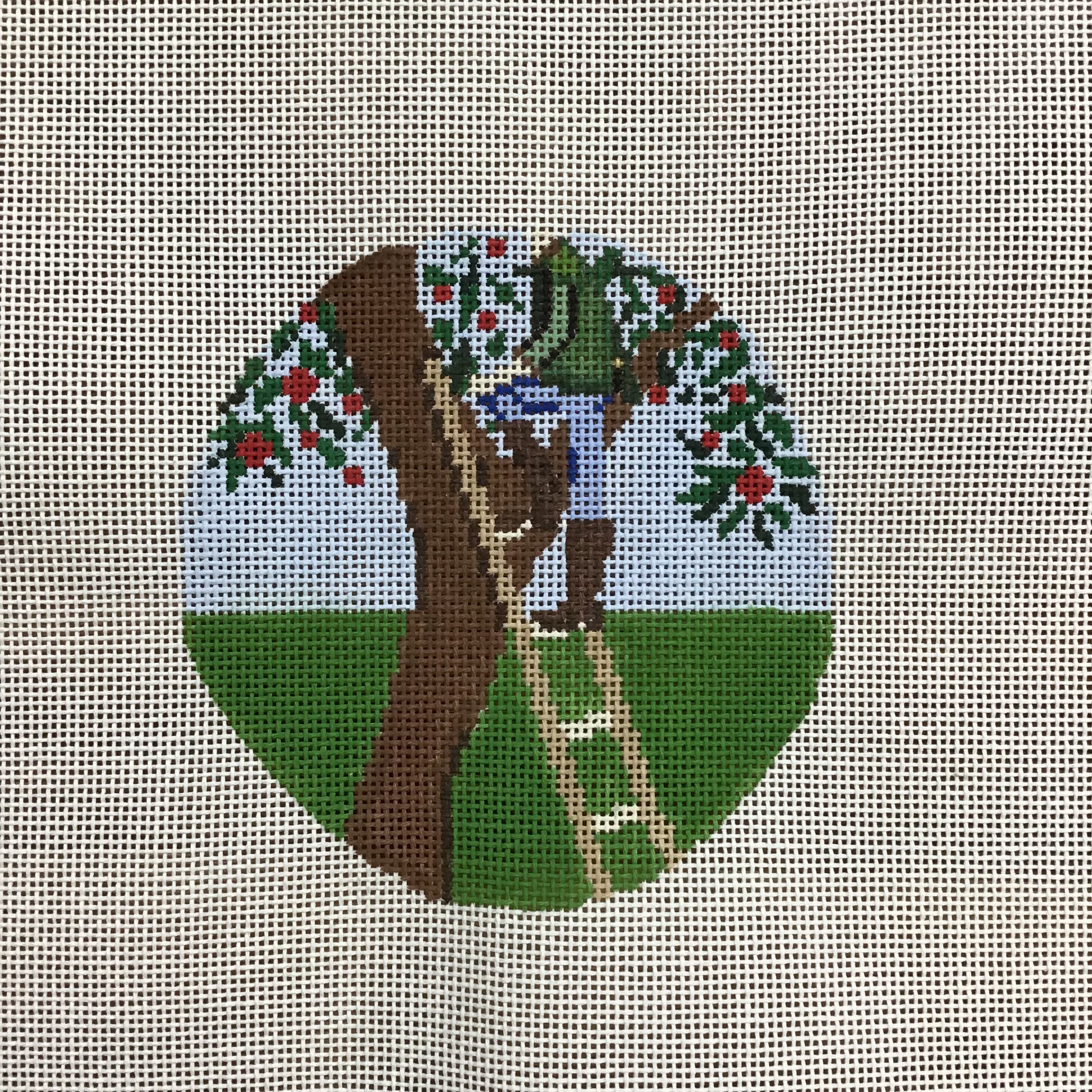 Apple Picking Round Canvas - KC Needlepoint