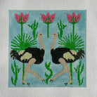 Ostriches with Palms Canvas - KC Needlepoint