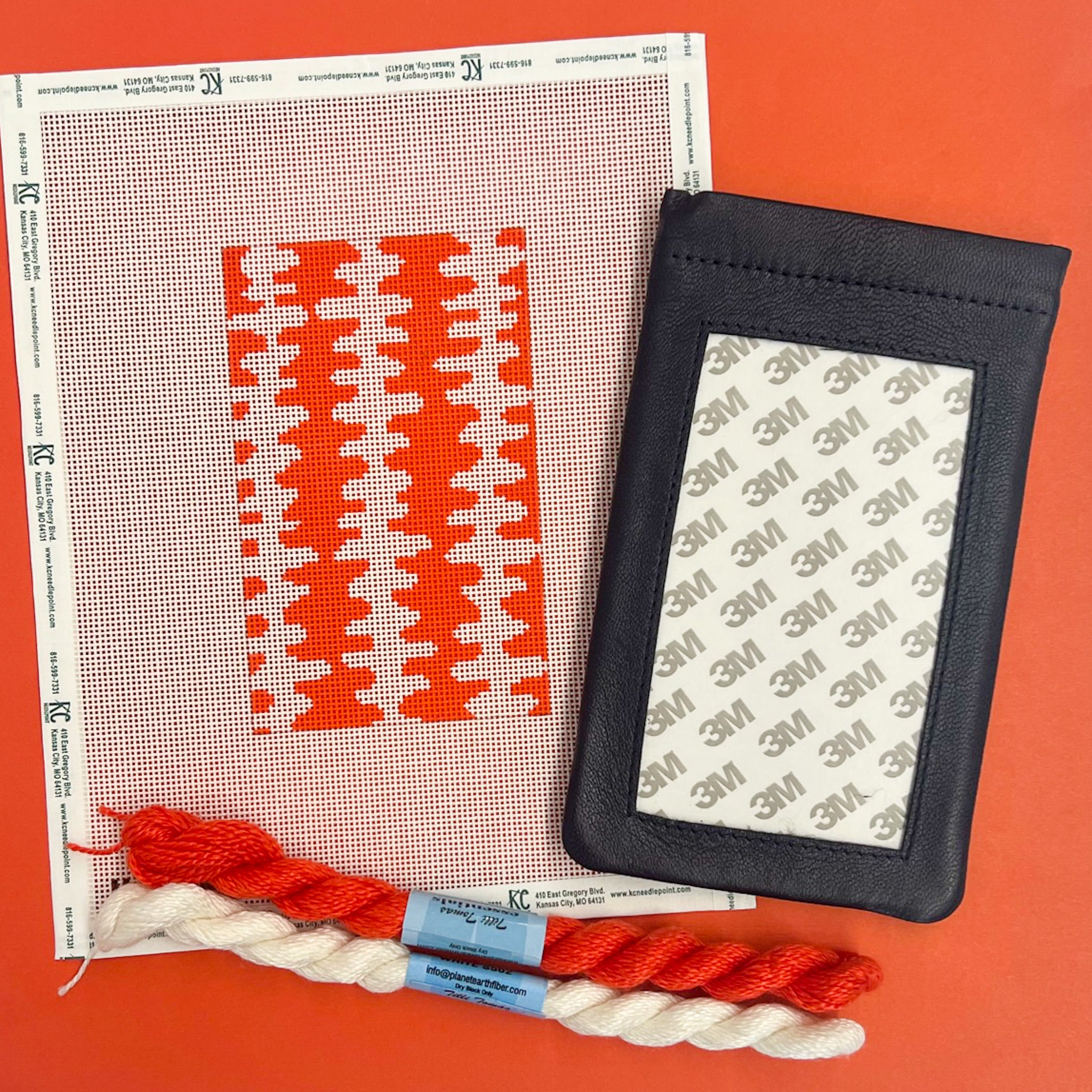 Orange Stripes Eyeglass Case Kit - KC Needlepoint