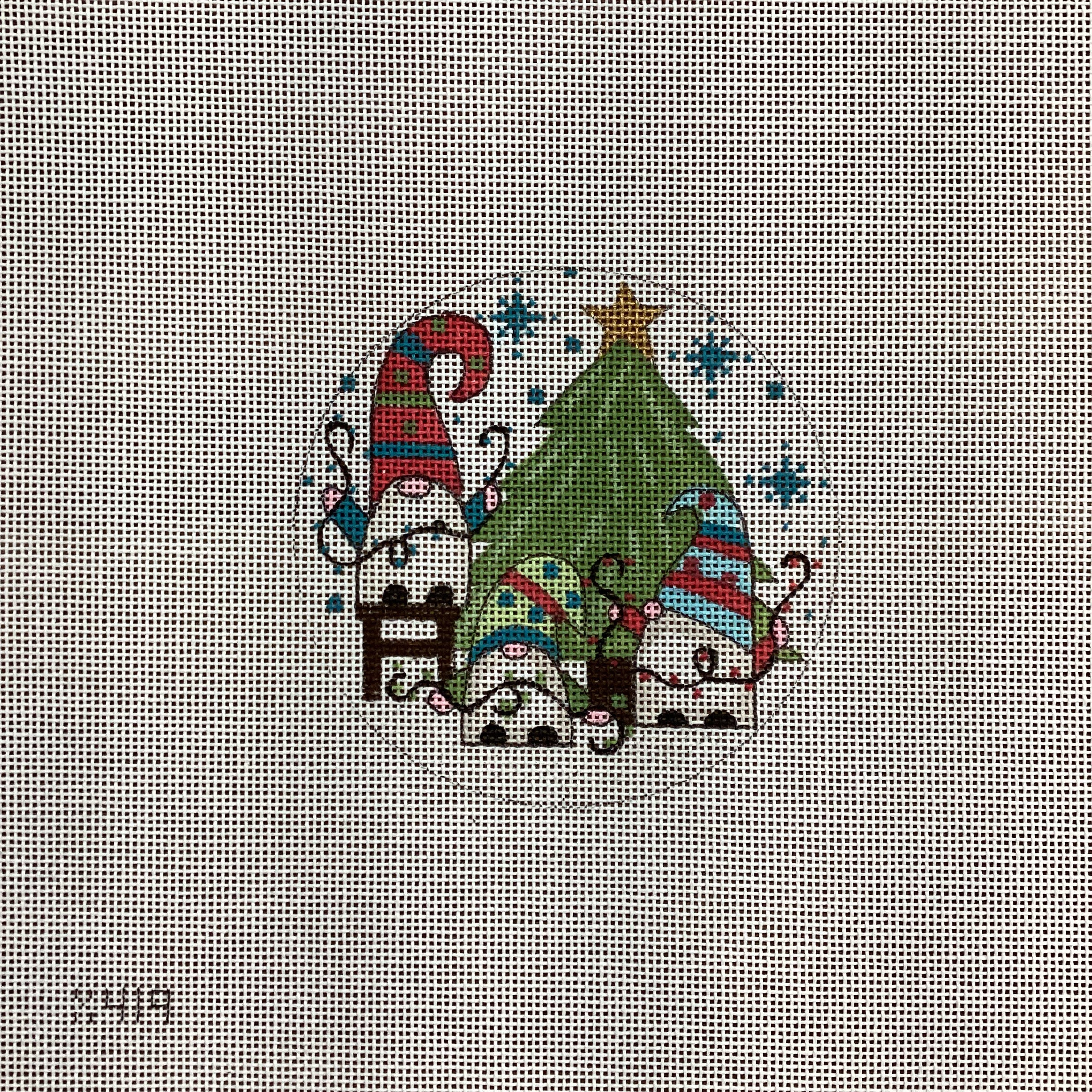 Tree Decorating Gnomes Canvas - KC Needlepoint