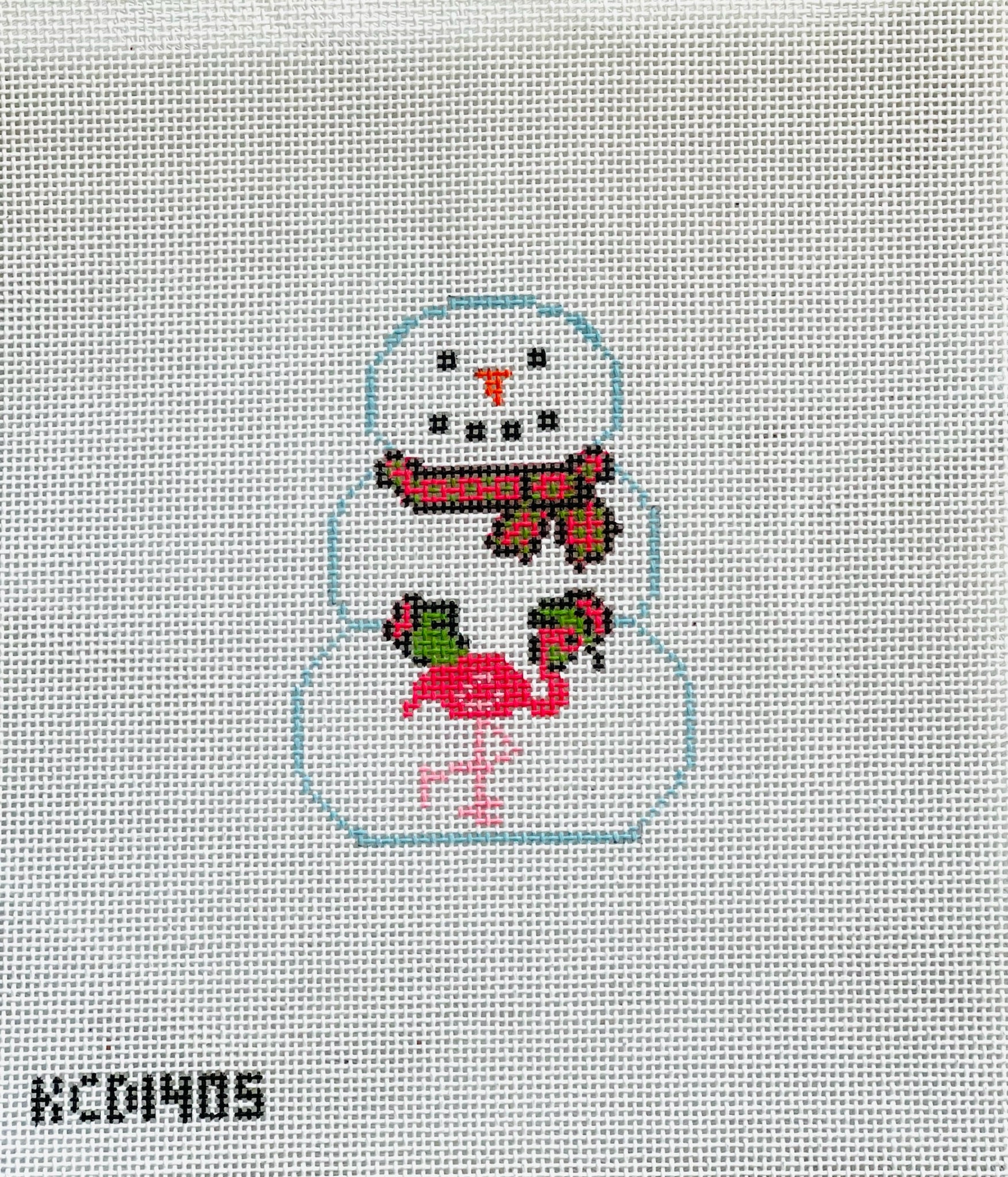 Snowman with Flamingo Canvas - KC Needlepoint