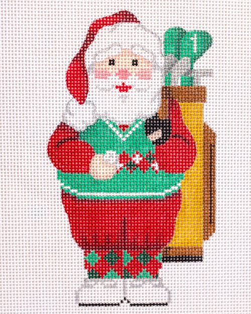 Sport Santa Golf Canvas - KC Needlepoint