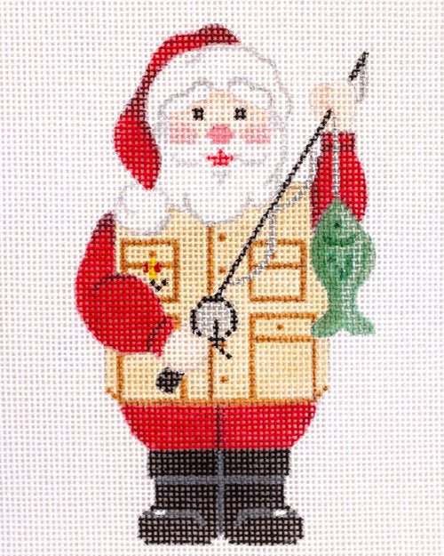 Sport Santa Fishing Canvas - KC Needlepoint