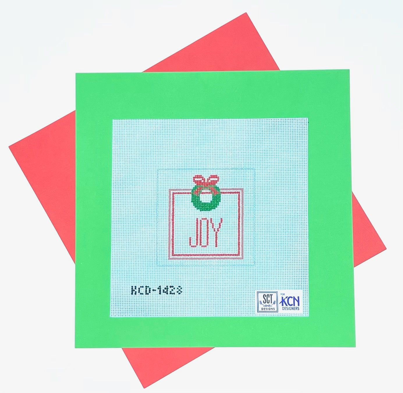 Joy Wreath Square Canvas - KC Needlepoint