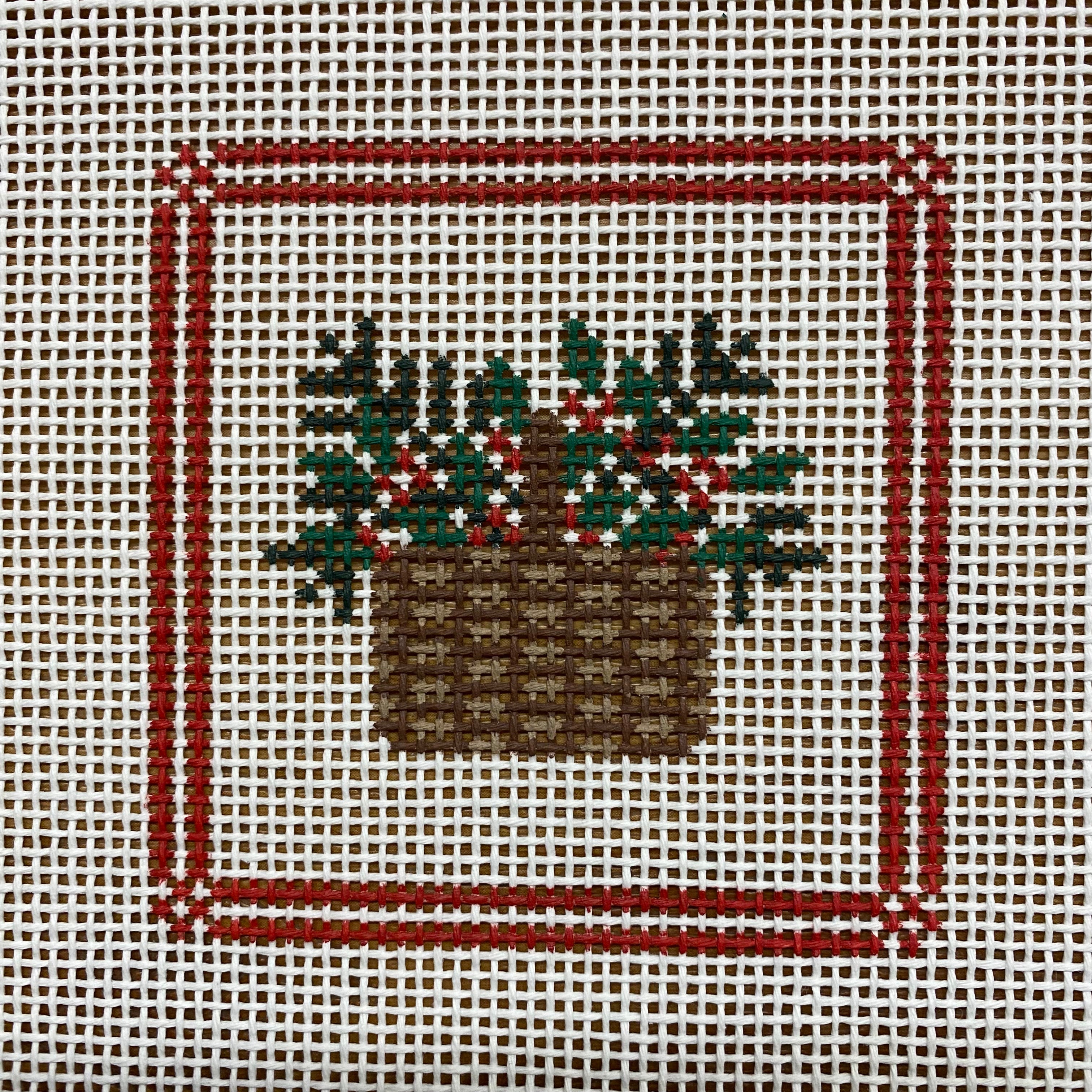 Holly Berry Basket Canvas - KC Needlepoint