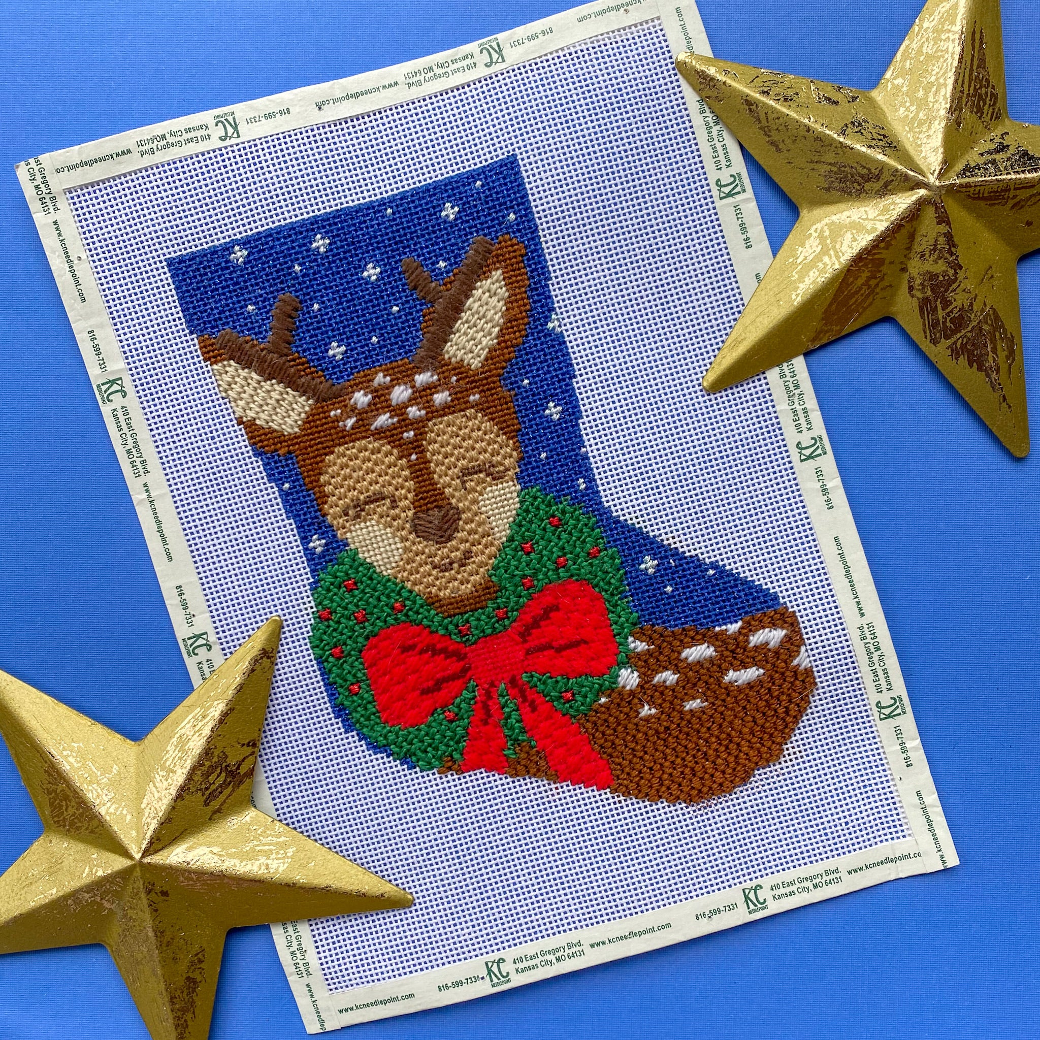 The Holiday Aisle® Casteel Santa and Reindeers Needlepoint