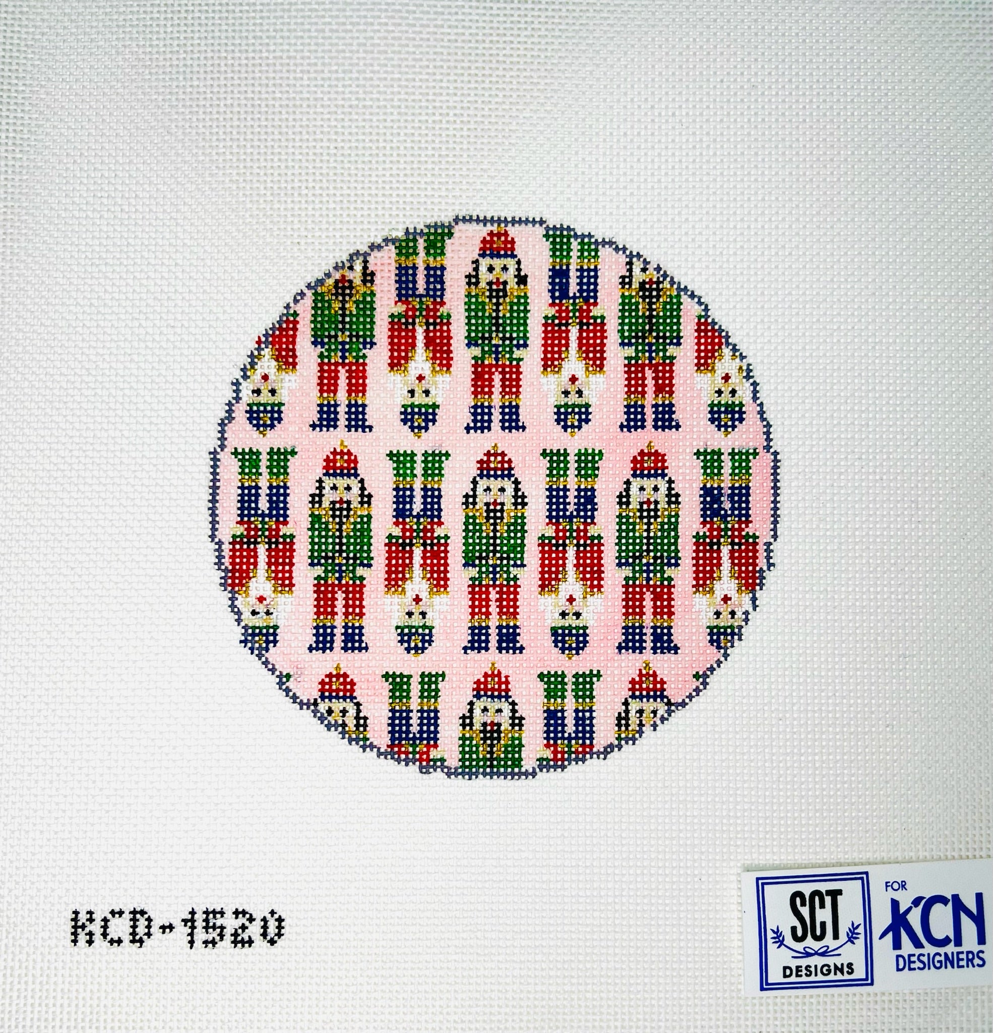 Mini Nutcracker Round Pink Canvas - KC Needlepoint