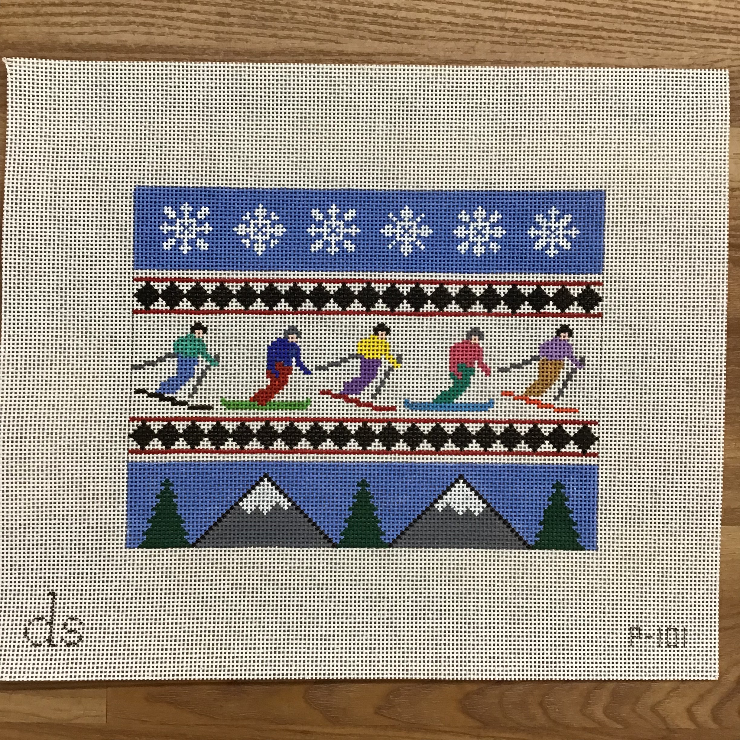 Skiiers Snowboarders Needlepoint Canvas - KC Needlepoint