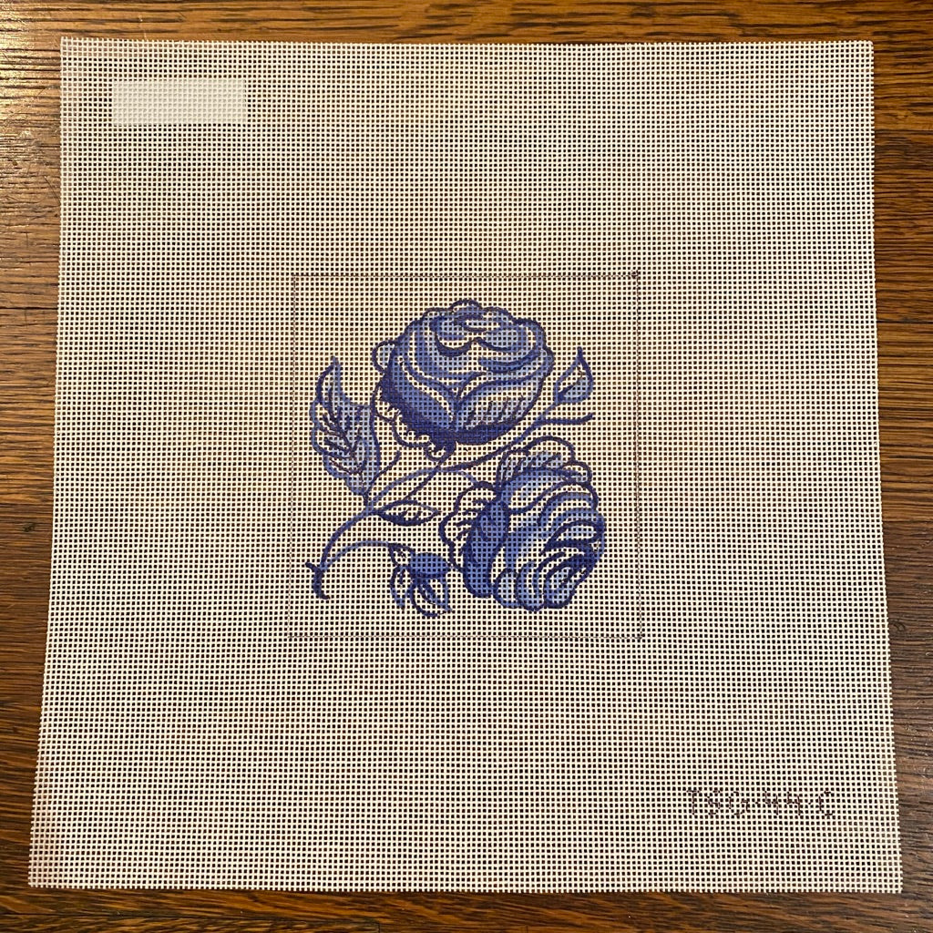 Roses Delft Tile Needlepoint Canvas - needlepoint