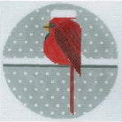 Cool Cardinal Round Canvas - KC Needlepoint