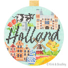 Holland Travel Round Needlepoint Canvas - KC Needlepoint