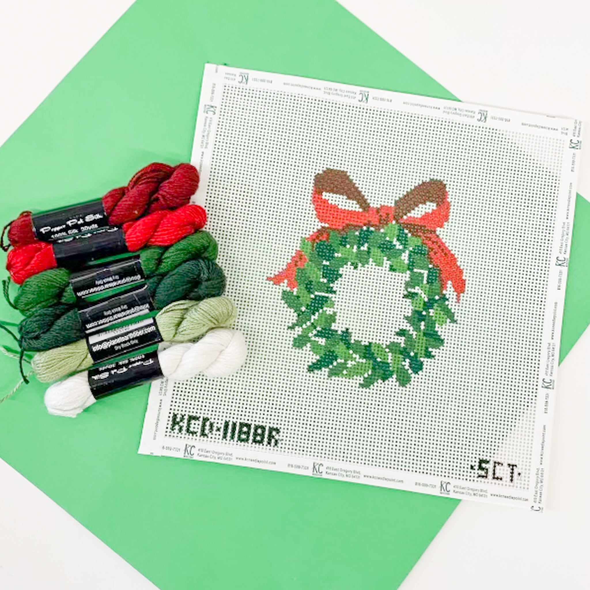 Monogrammable Wreath Ornament Kit - KC Needlepoint